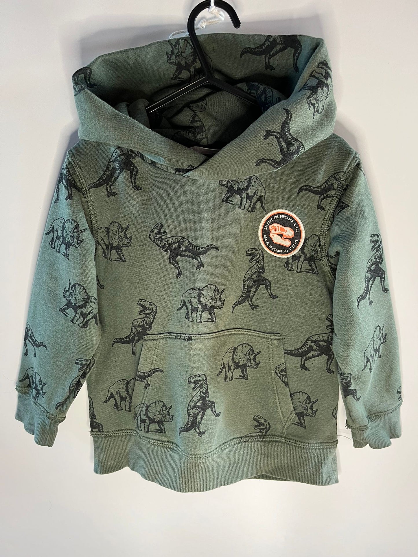 H&M Green hoodie, dinosaur preloved little drums