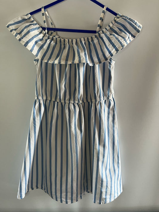 F&F blue and white striped dress. Size 4 to 5 years. Preloved - Little Drums