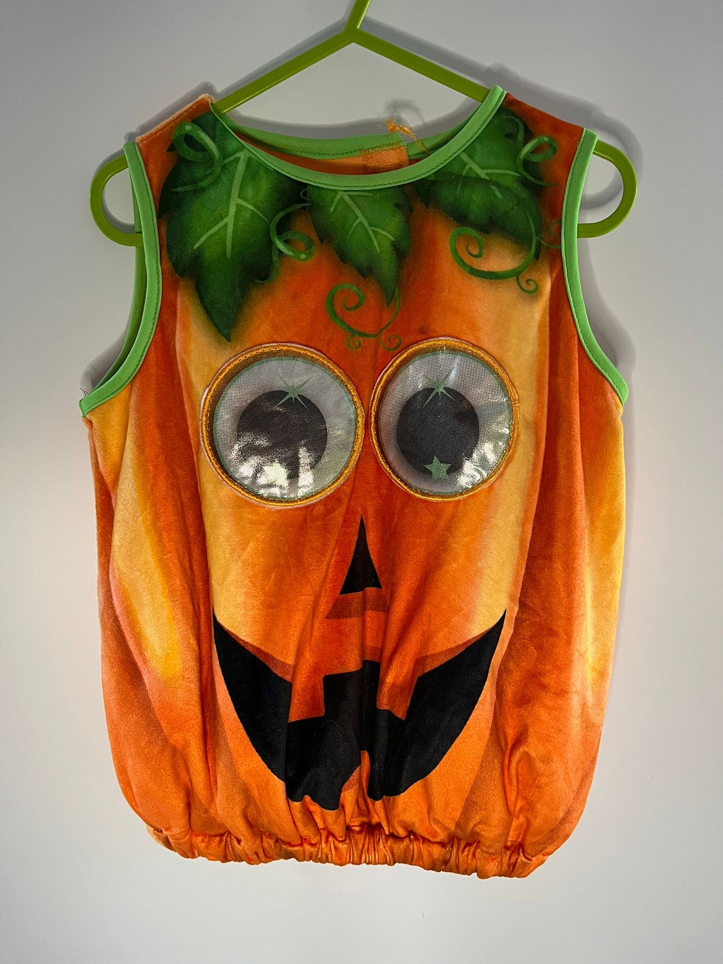 Preloved Orange pumpkin costume with googly eyes from Morrisons. Size 1 to 2 years. Little Drums.
