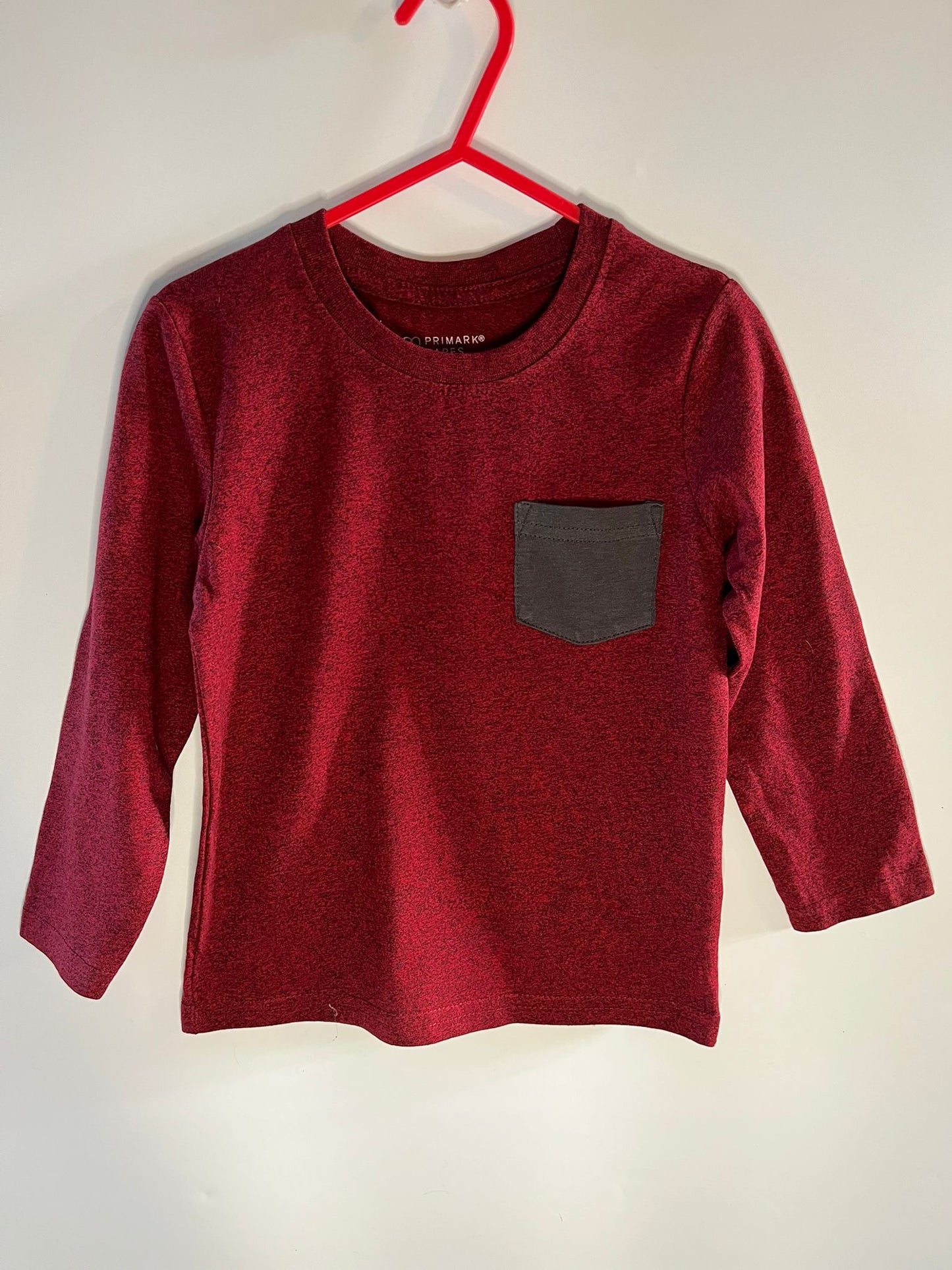 Red long sleeve top Primark preloved little drums
