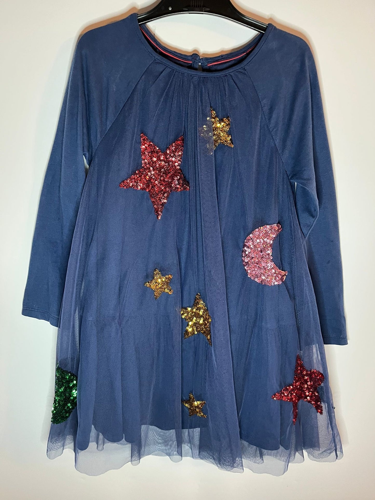 Mini boden, Navy blue dress with star and moons, Preloved, Little Drums