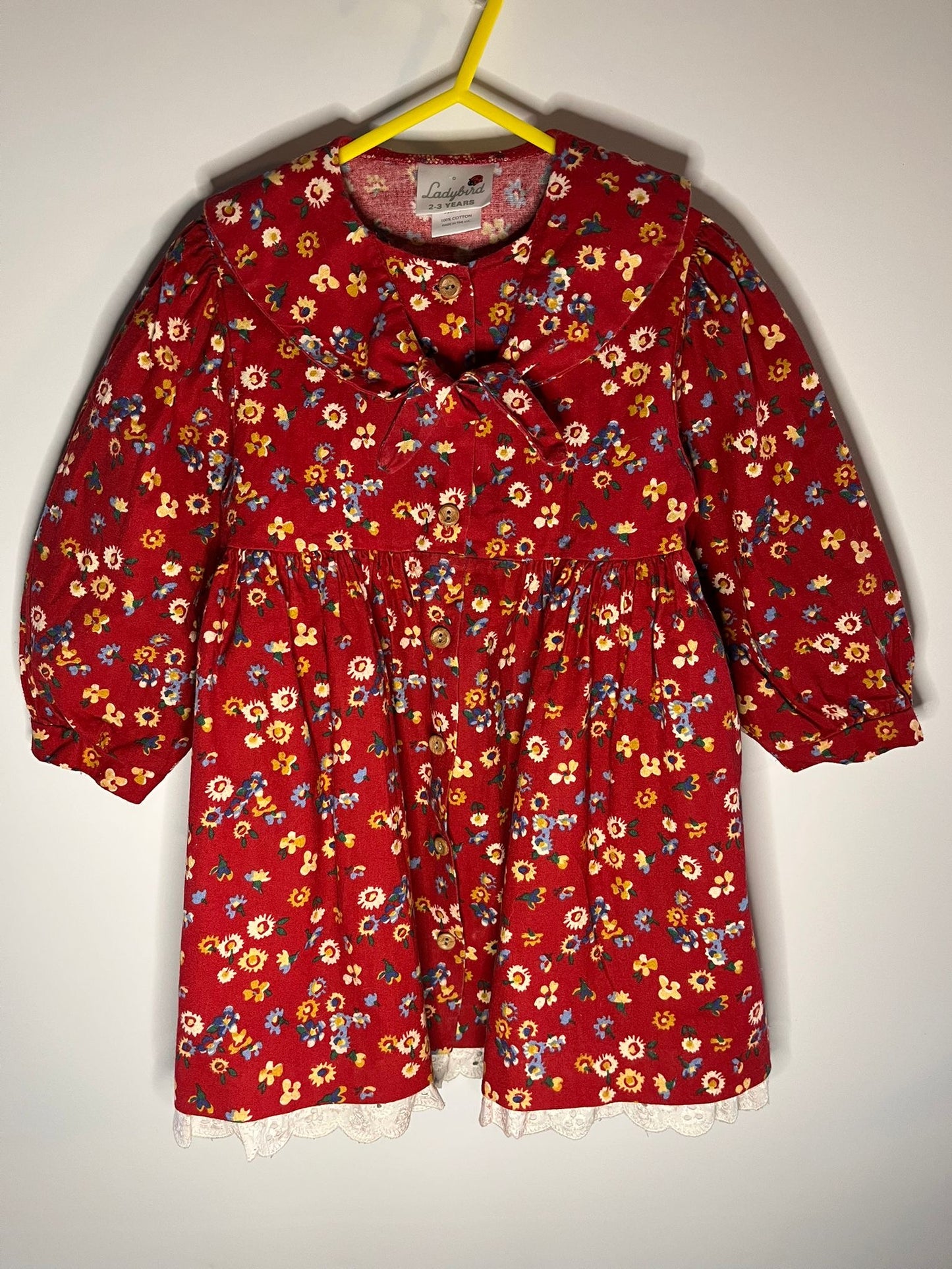 Red floral dress, lady bird preloved Little Drums