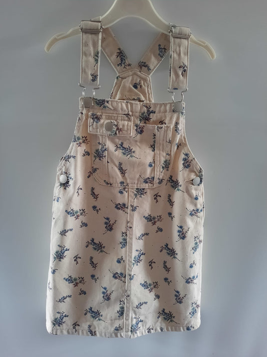Next white and blue flower pinafore dress, size 5 to 6 years. Preloved - Little Drums