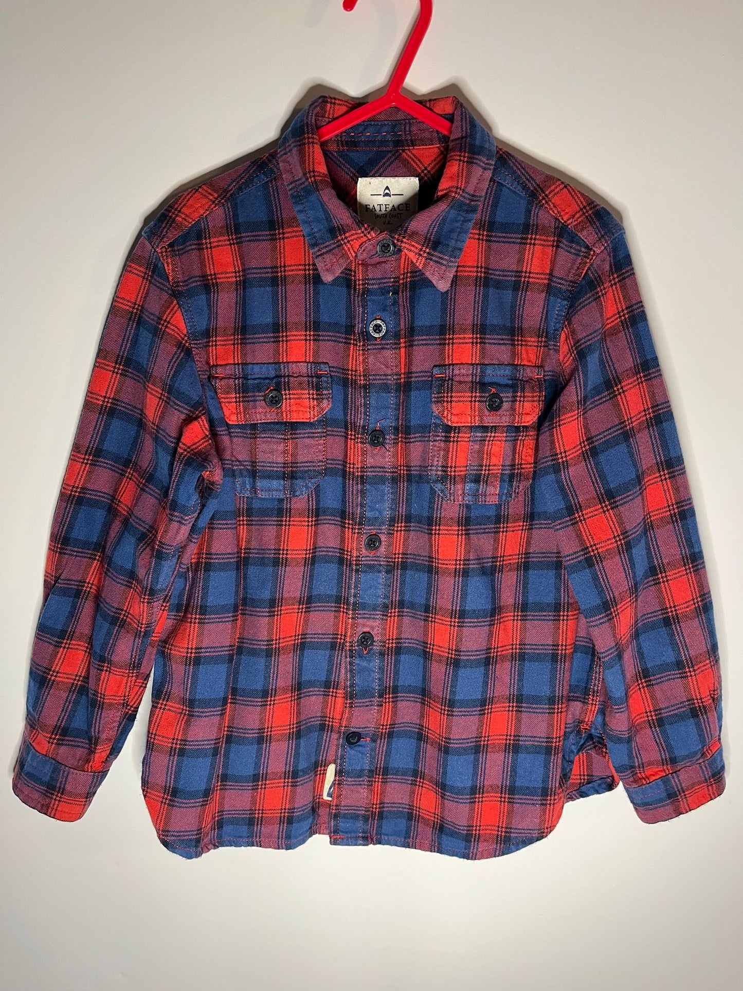 Red and Blue checked shirt fat face / Preloved little drums