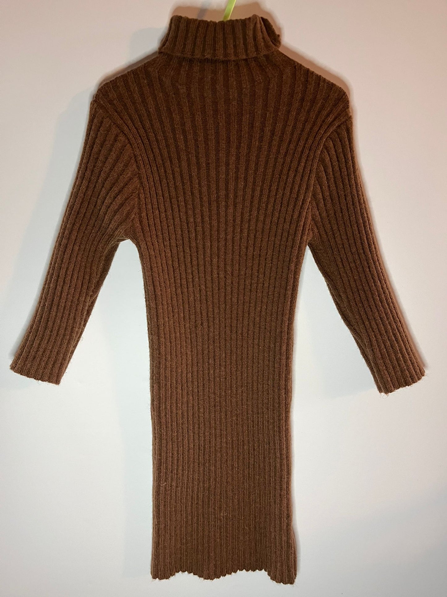 Brown knitted roll neck dress, SHEIN preloved little drums
