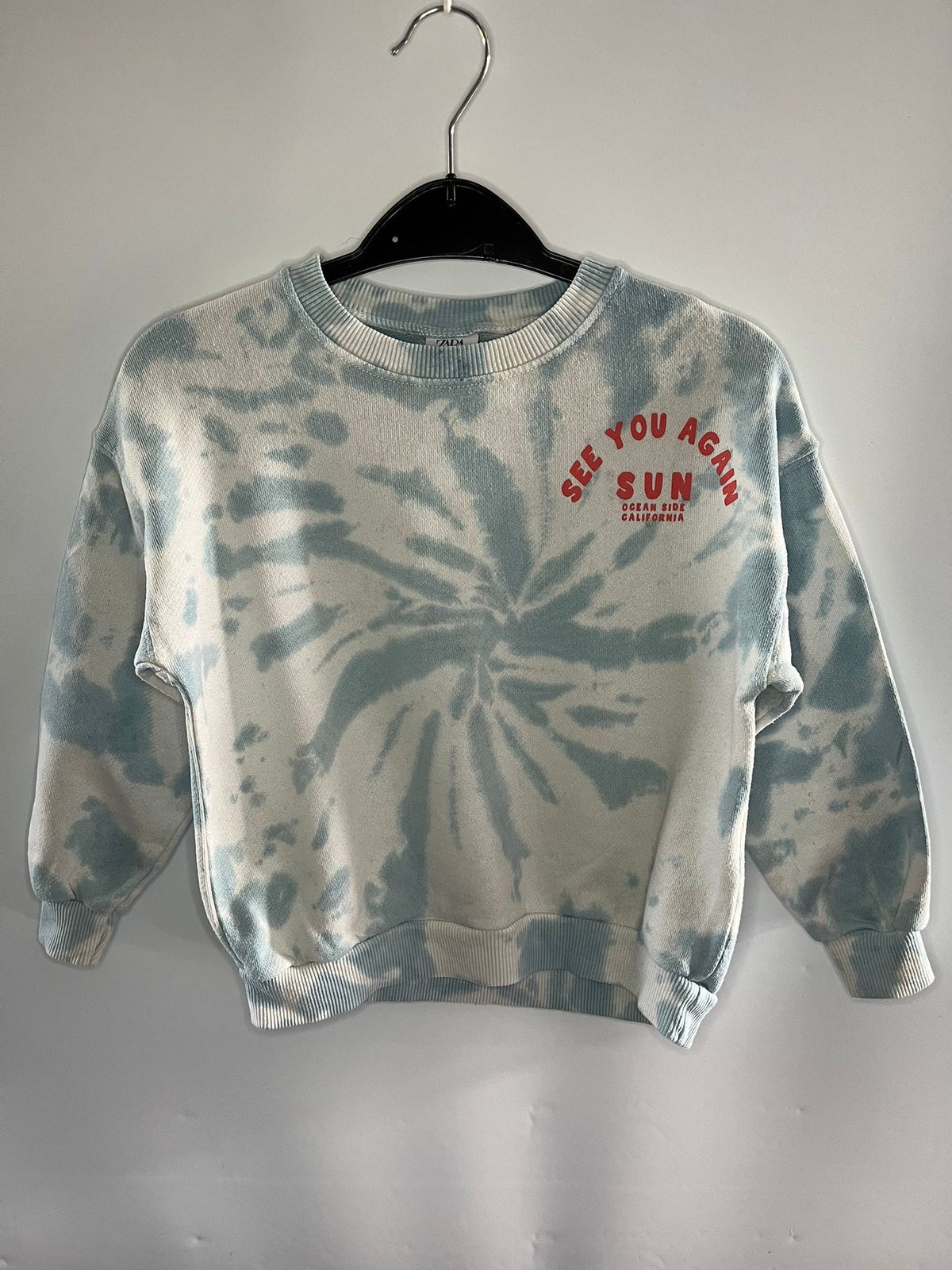 Tie-dye sweatshirt with text Zara preloved little drums 2-3 years