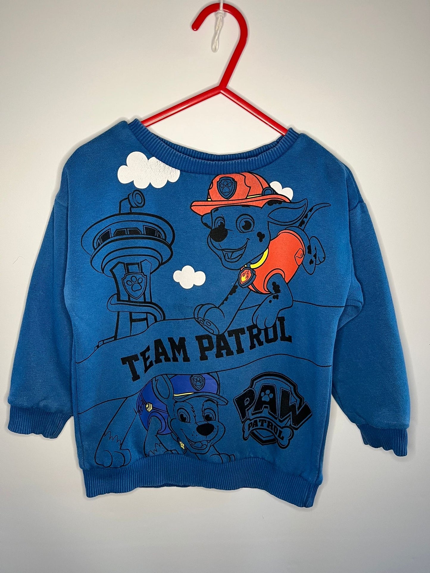 Blue paw patrol jumper, size 2-3 years preloved little drums