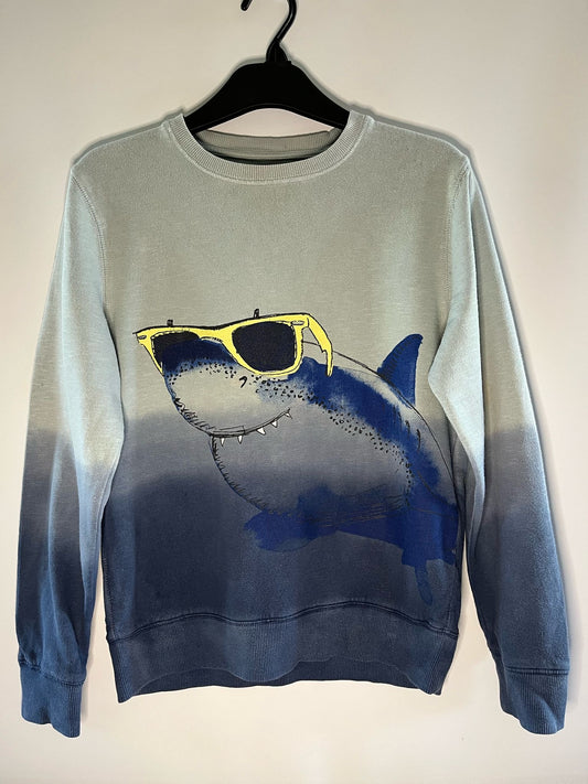 Sweatshirt with a shark design wearing sunglasses, next jumper preloved little drums
