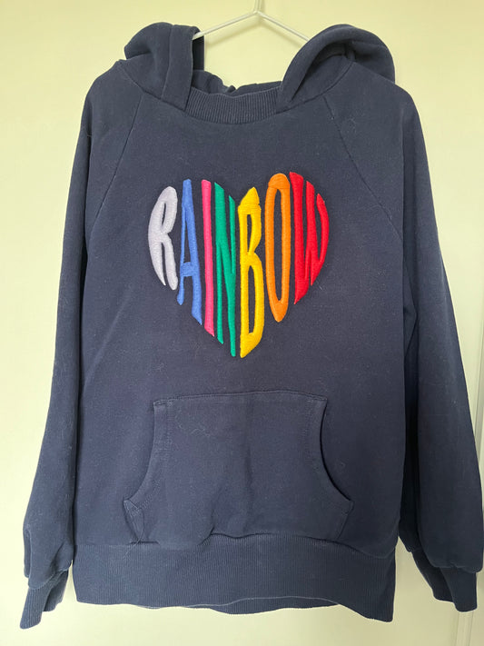 Next navy blue jumper with rainbow written on. Preloved little drums