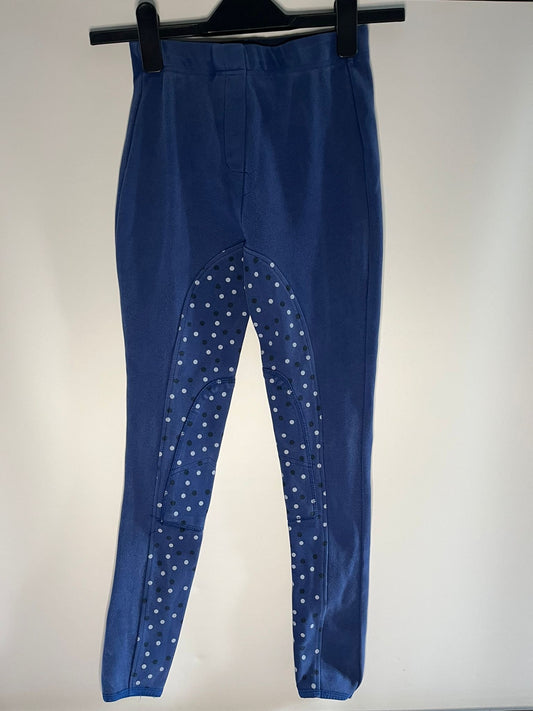 Preloved Equestrion blue spotty jodhpurs size 24inchs 8 to 9 years. Little Drums.