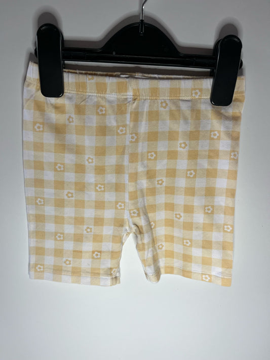 Preloved Fox &amp; Bunny yellow and white checked shorts size 98cm 2 to 3 years old.