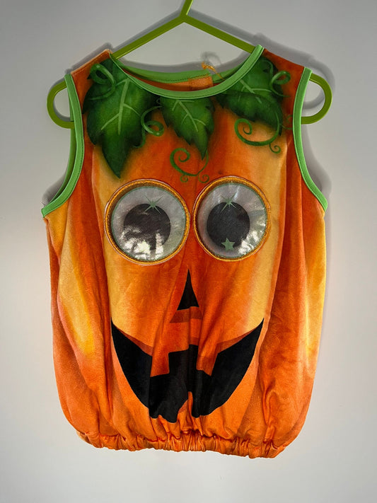 Preloved Orange pumpkin costume with googly eyes from Morrisons. Size 1 to 2 years. Little Drums.