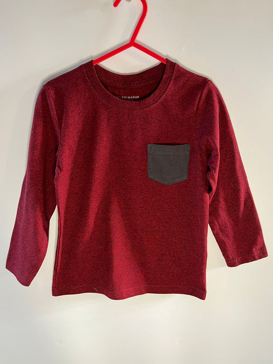 Red long sleeve top Primark preloved little drums 