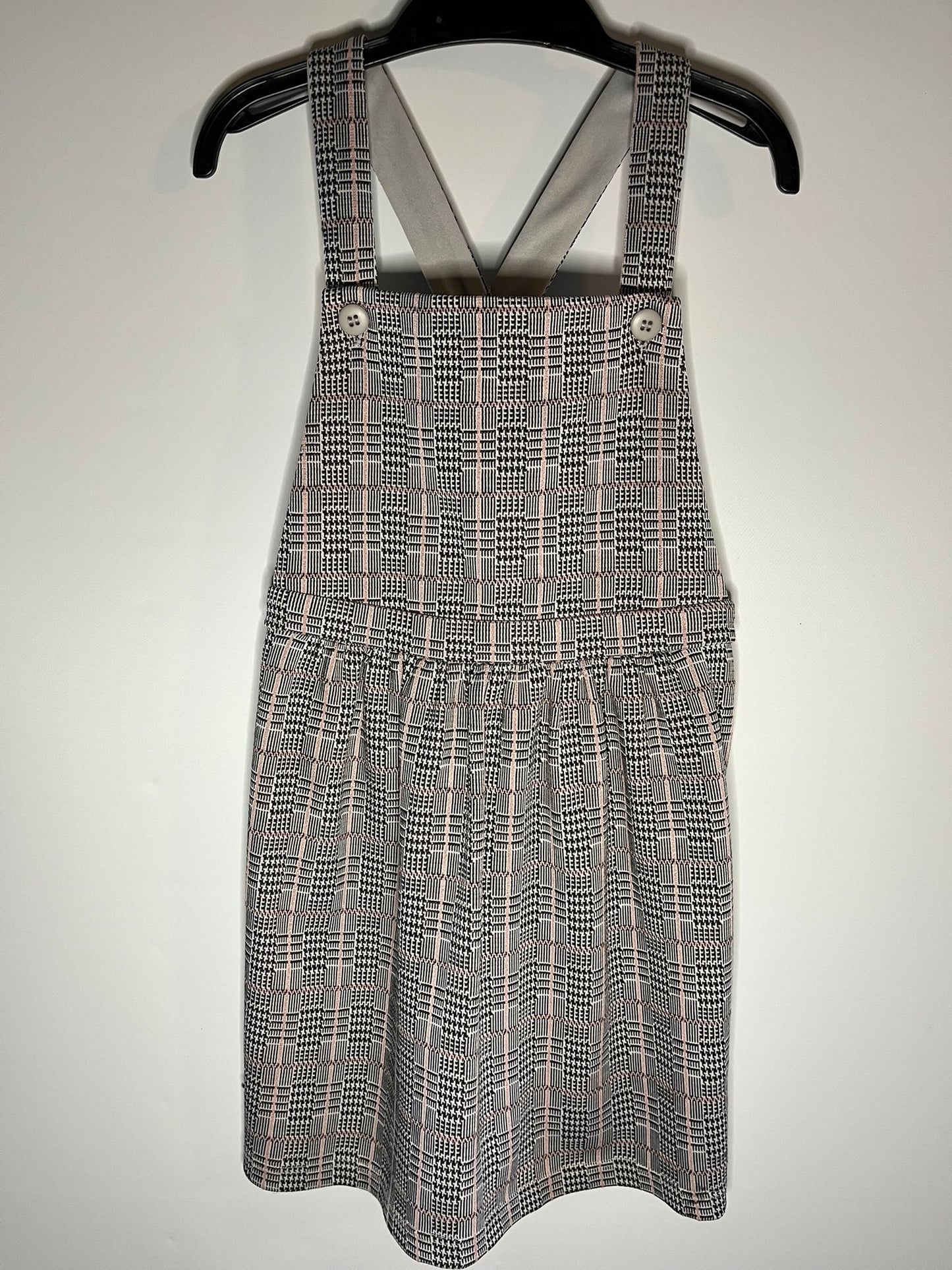 Plaid pinafore black and pink checked dress. George- size 4 to 5 years - Preloved Little drums 