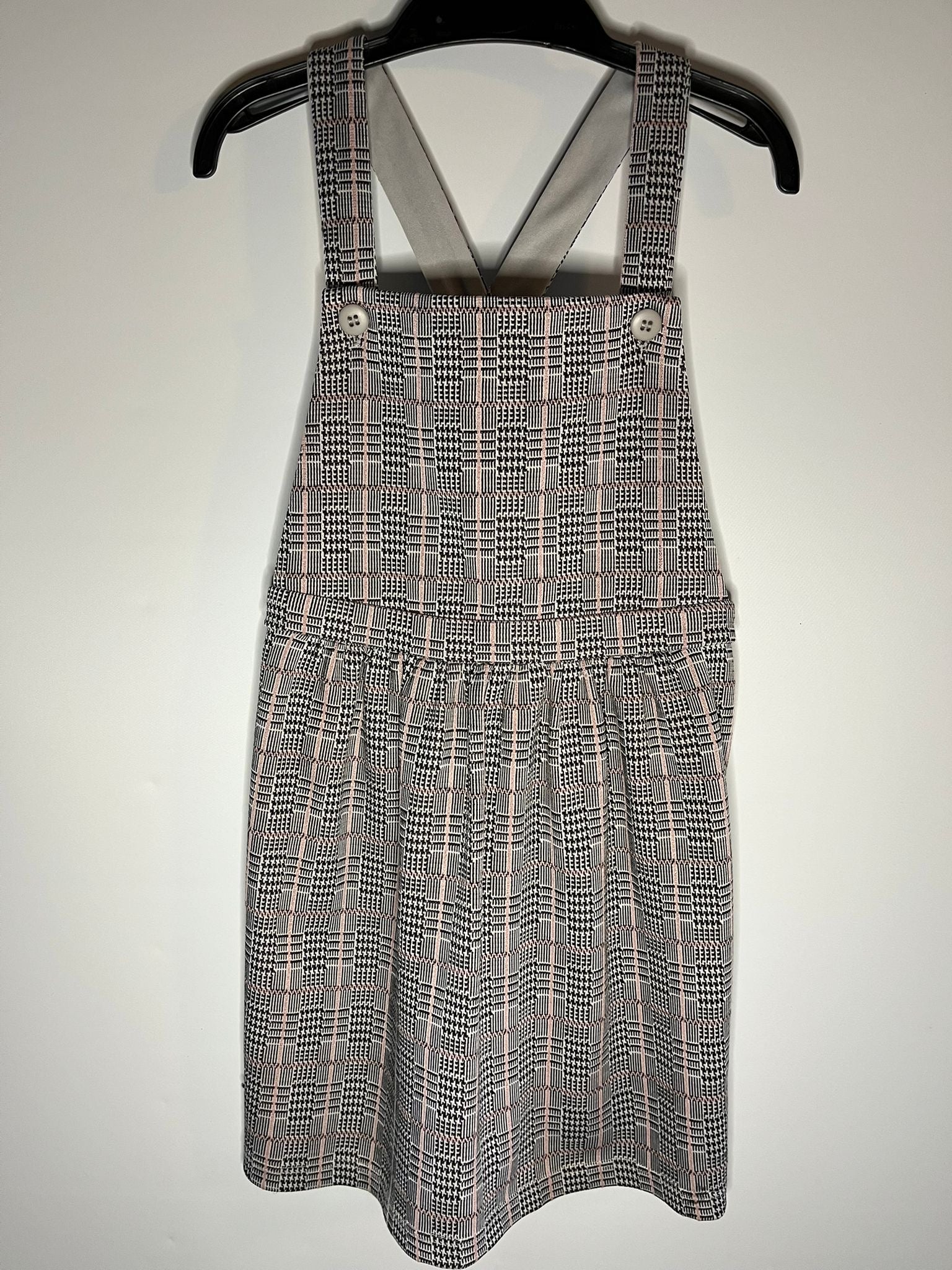 Plaid pinafore black and pink checked dress. George- size 4 to 5 years - Preloved Little drums 