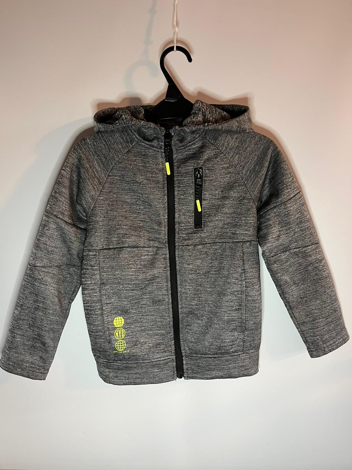 Grey zip up hoodie from Primark: size 6 to 7 years. Preloved, little drums