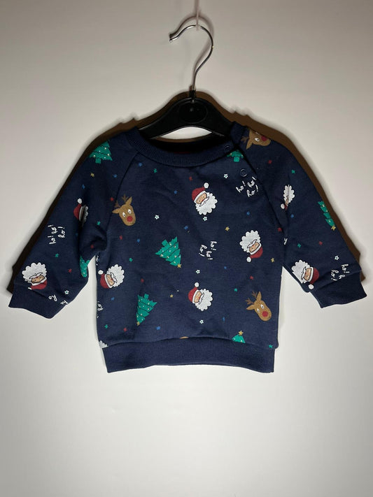 Preloved Primark navy Christmas jumper size 3 to 6 months. Little Drums