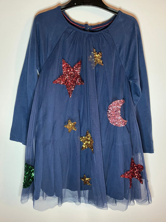Mini boden, Navy blue dress with star and moons, Preloved, Little Drums