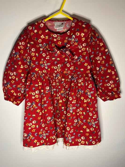 Red floral dress, lady bird preloved Little Drums