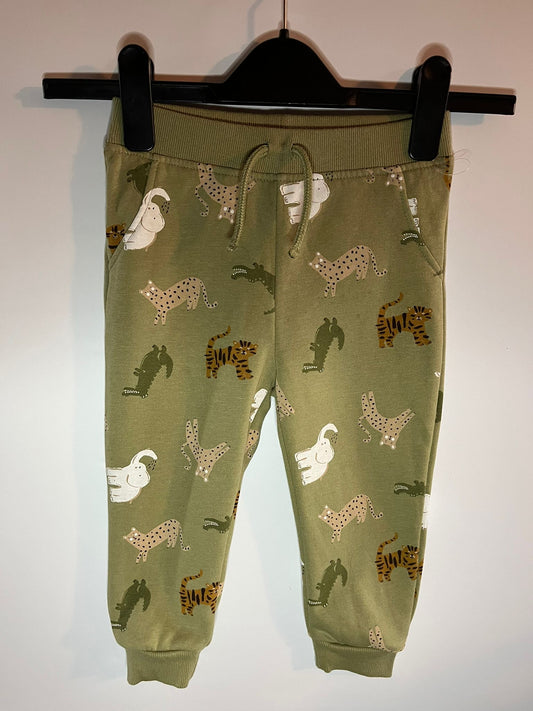 Primark Green animal print joggers, size 18 to 24 months. Preloved Little drums 