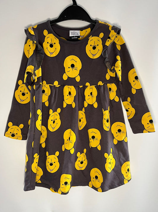 Preloved George grey Winnie the Pooh dress size 3 to 4 years.