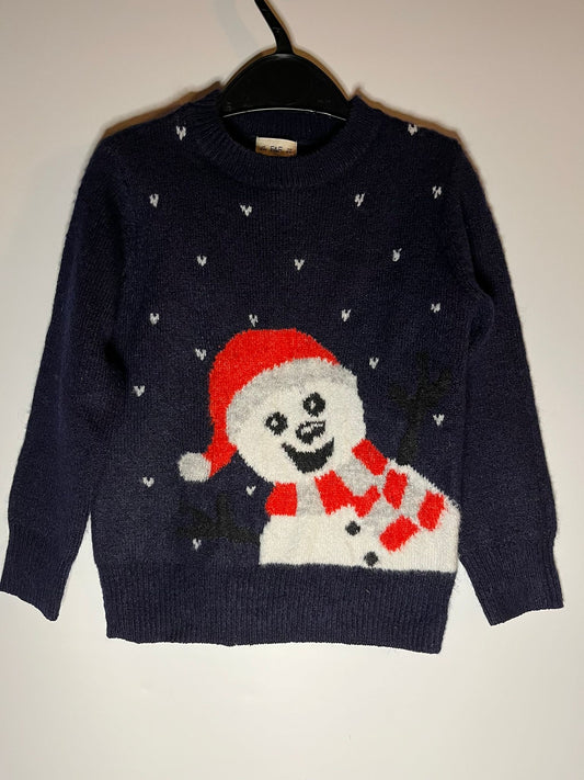Preloved navy snowman Christmas jumper size 3 to 4 years. Little Drums