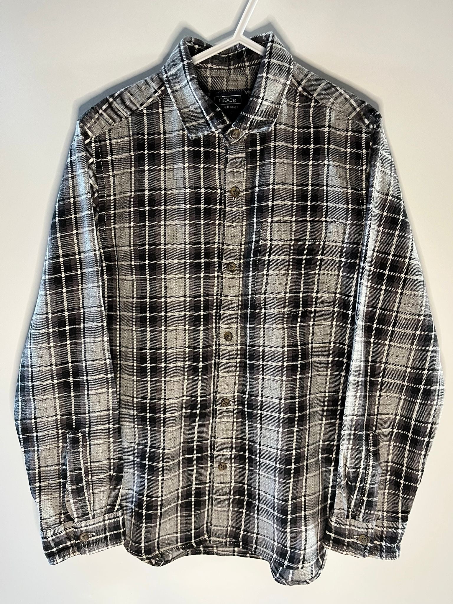 Grey checked shirt next preloved children clothing little drums 