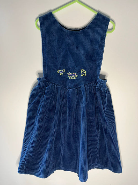 Preloved Ladybird navy pinafore dress size 5 to 6 years. Little Drums.