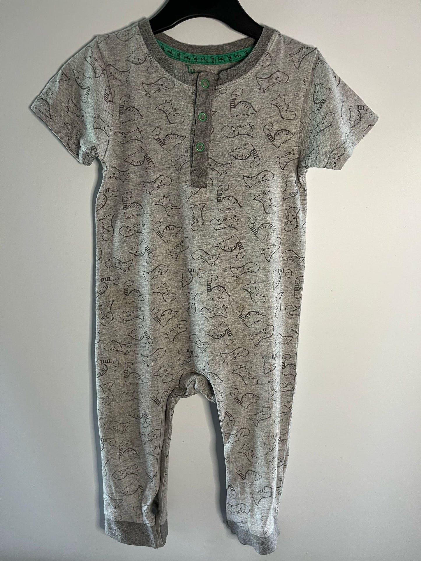 Preloved TU grey dino all in one size 12 to 18 months. Little Drums