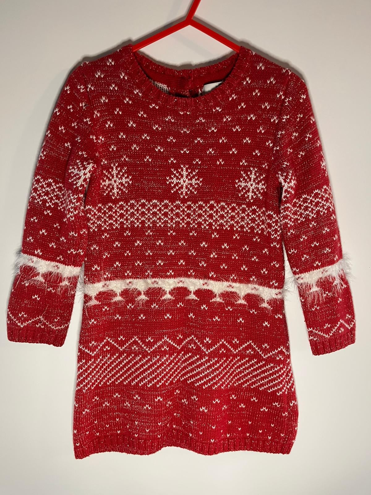 M&S red Christmas dress, size 2-3 years. Snowflakes.
Preloved, little drums