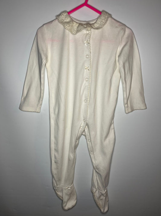 White sleepsuit George preloved little drums 