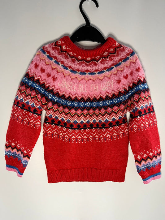 Preloved F&F Christma jumper size 3 to 4 years. Little Drums.