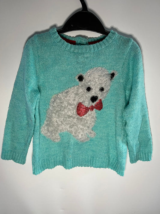 Preloved Indigo collection polar bear blue baggy jumper size 3 to 4 years. Little Drums