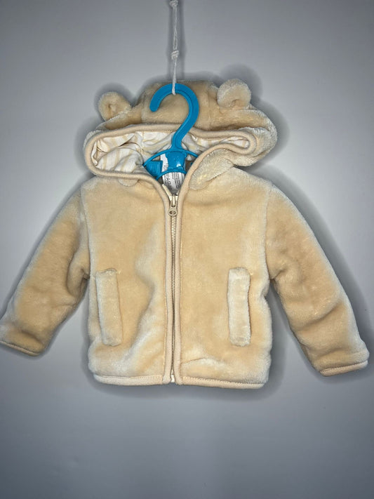 Beige fleece jacket with bear ears preloved little drums 