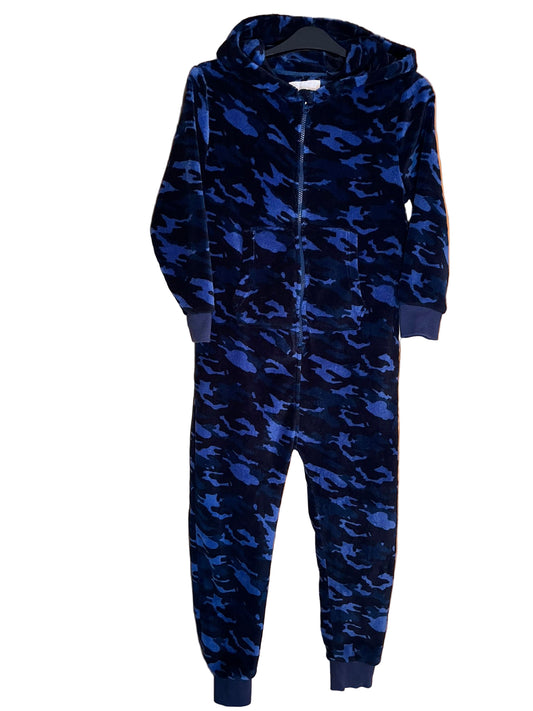 Blue camouflage onesie, next size 8 years - Preloved little drums 