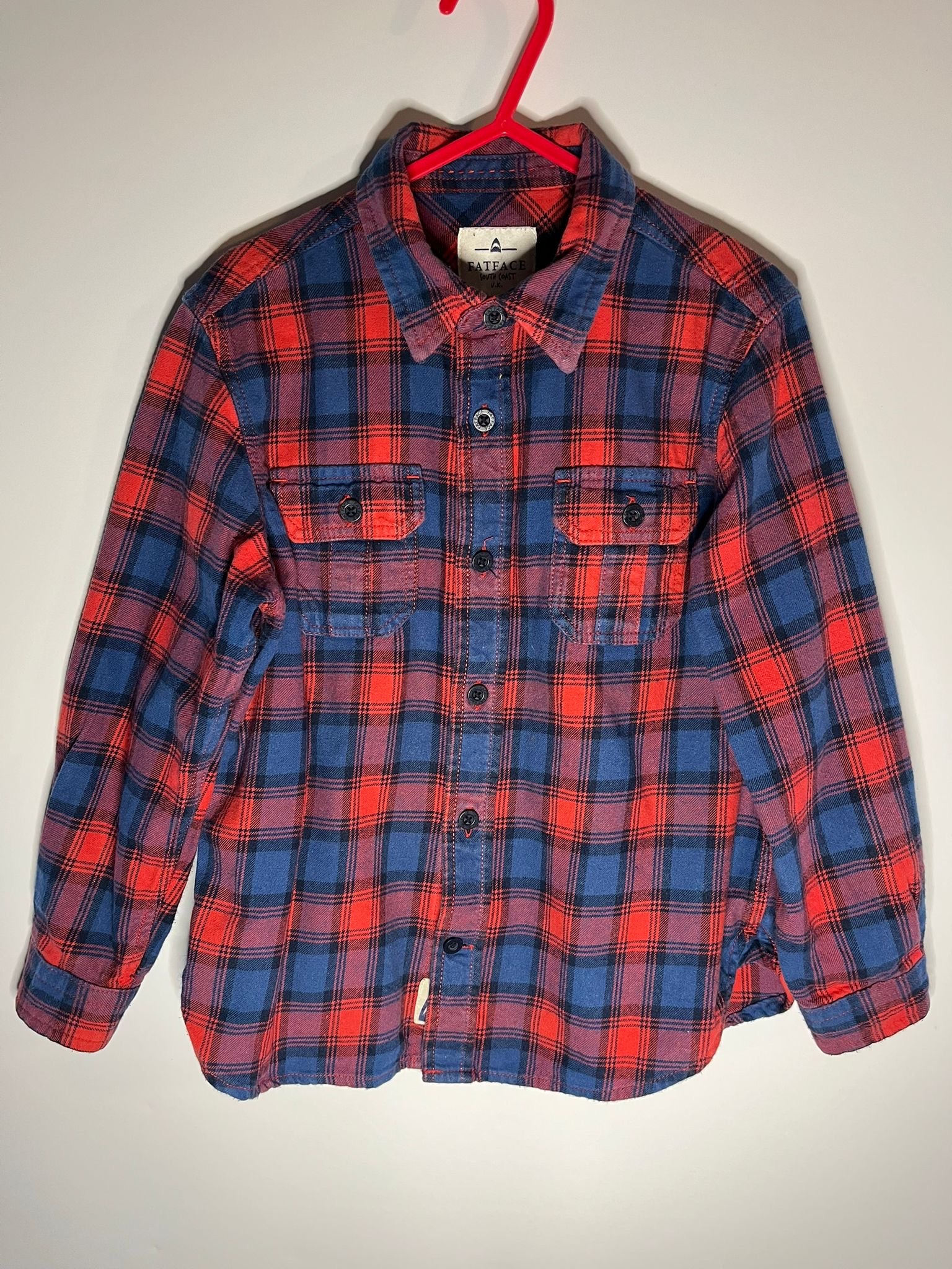 Red and Blue checked shirt fat face / Preloved little drums