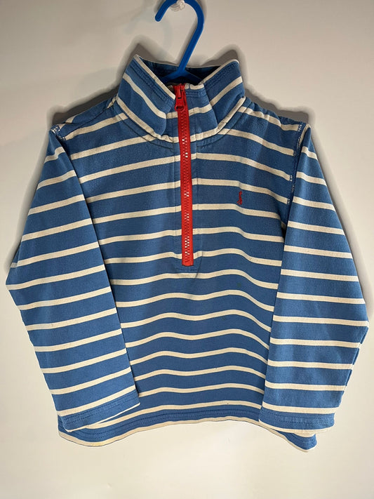 Blue and white striped pullover with red zipper. JOULES, size 3 to 4 years. little drums, preloved