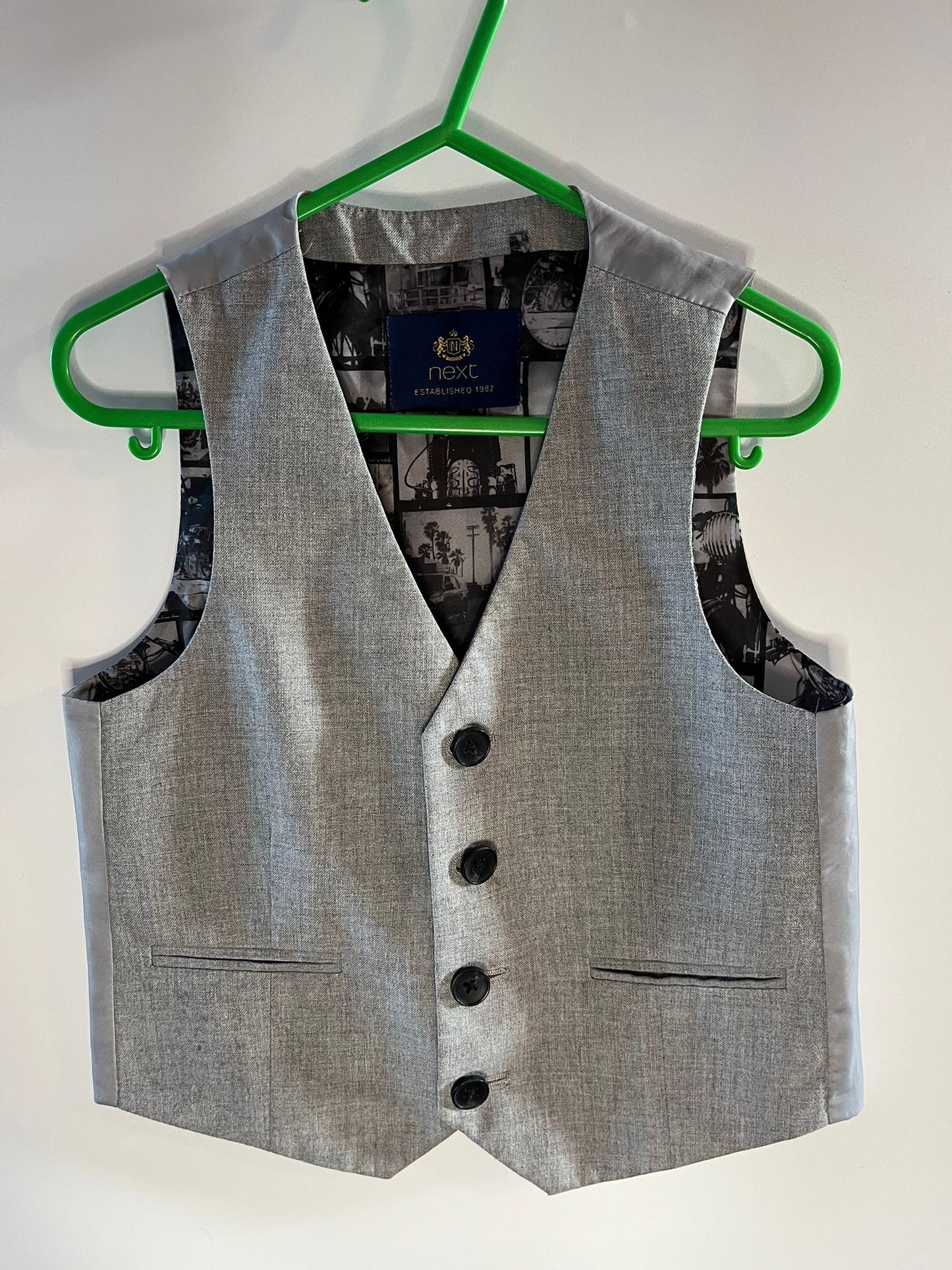 Next grey waist coat size 3 years, preloved little drums 