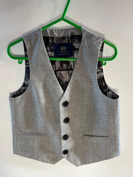 Next grey waist coat size 3 years, preloved little drums 