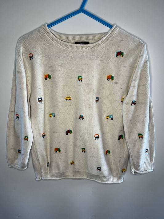 White / grey car jumper next preloved little drums 