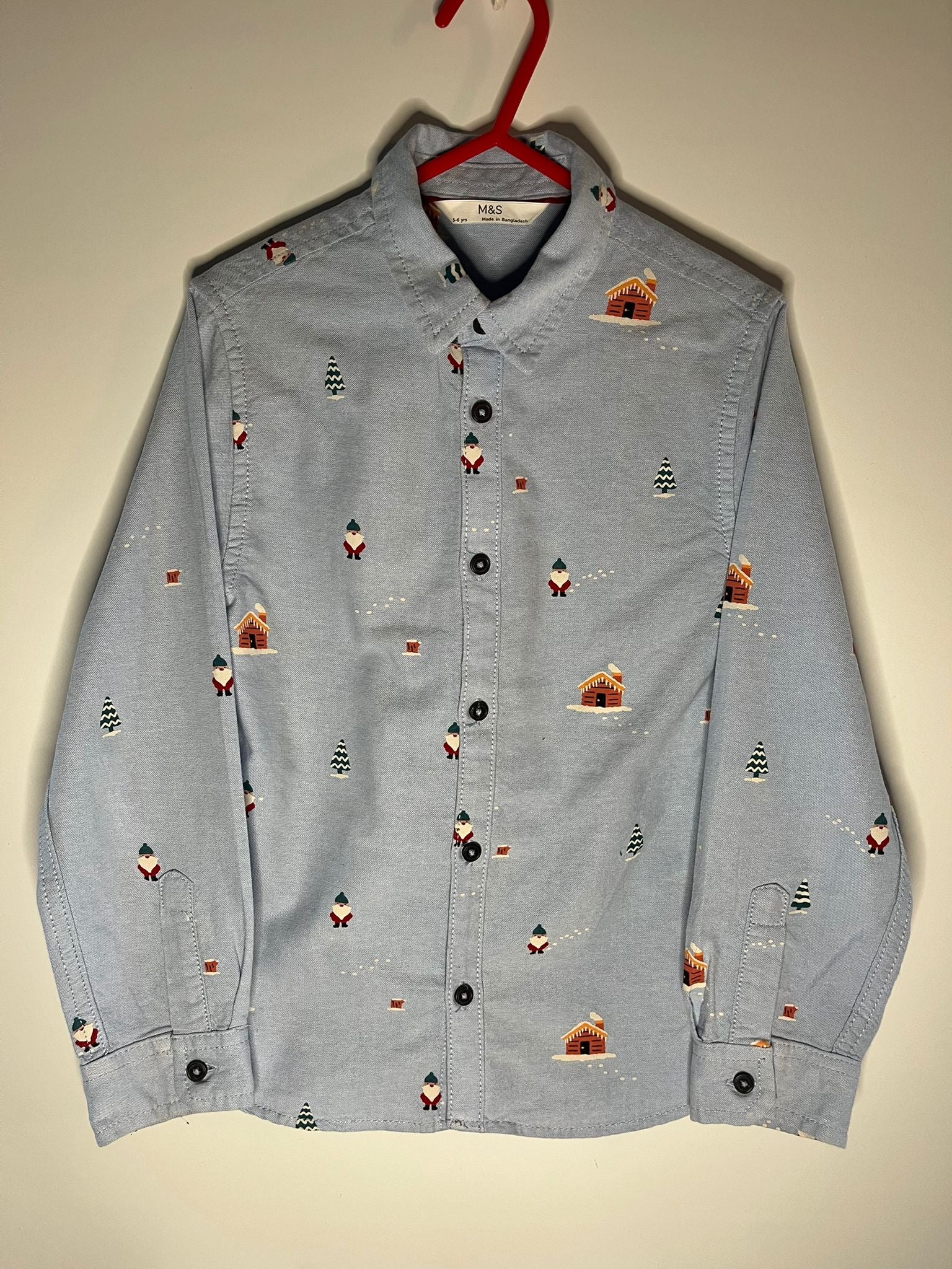 M&S pale Christmas shirt preloved little drums