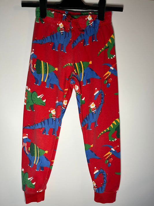 Red Christmas dinosaur jogging bottoms, H&M - Preloved little drums 